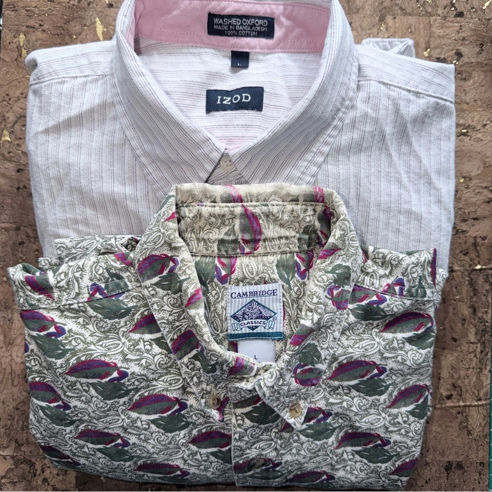 2 Pack Men's Leaf Print Shirt Soft Washed Ready to Wear 🔥